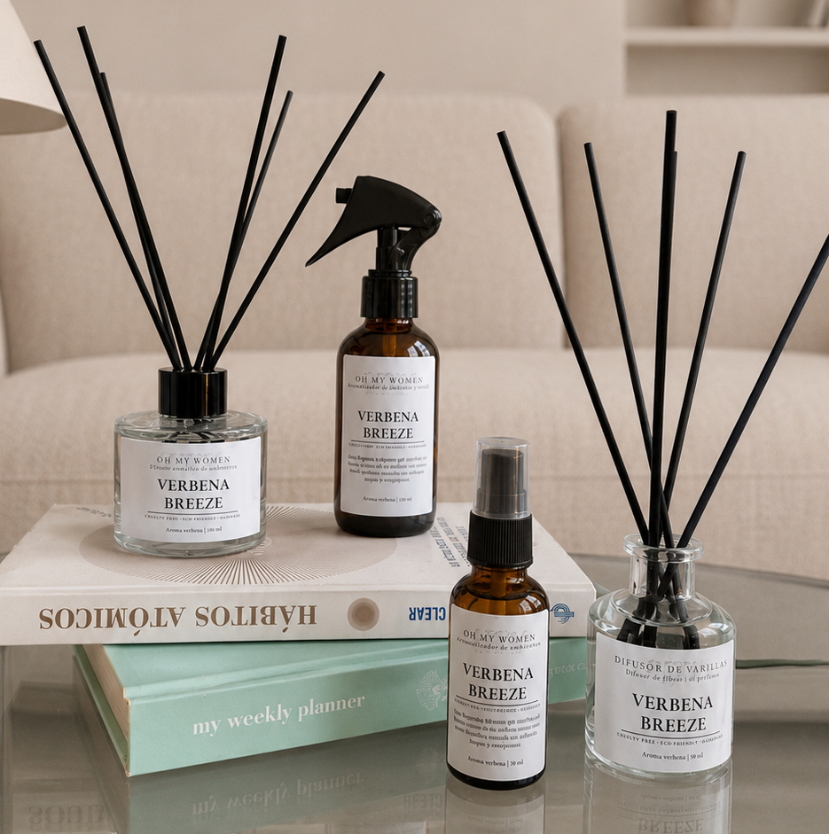 Pack Dúo - 4 productos Home Spray + Difusor de varillas (Grande y Mini)
